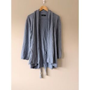 ZARA KNIT Light Blue Open Front Tie Waist Cardigan Sweater Women's L